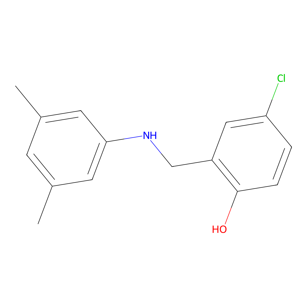 4-Chloro-2-(((3,5-dimethylphenyl)amino)methyl)phenol molecular structure, CAS 1019592-04-1