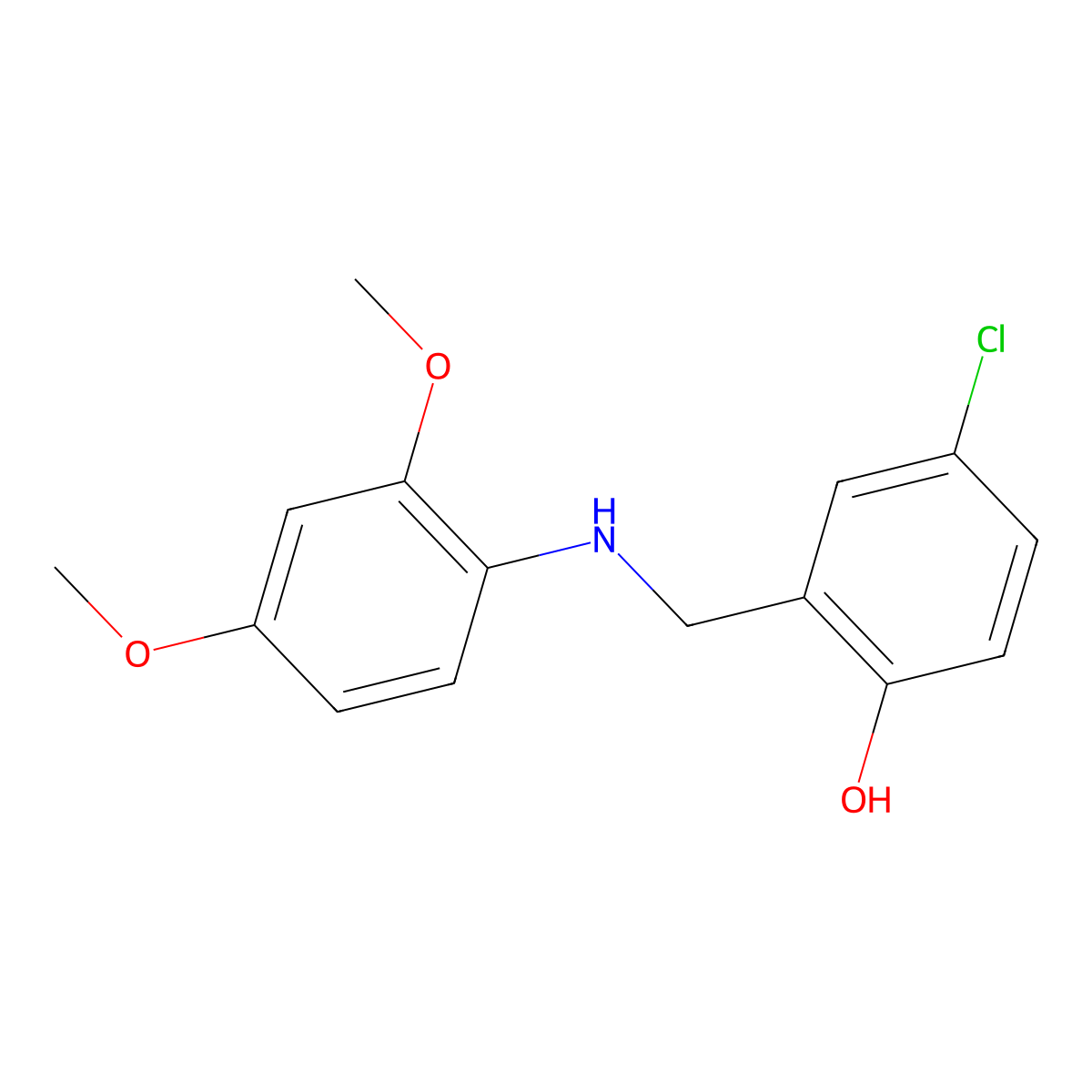4-Chloro-2-{[(2,4-dimethoxyphenyl)amino]methyl}phenol molecular structure, CAS 1019595-49-3