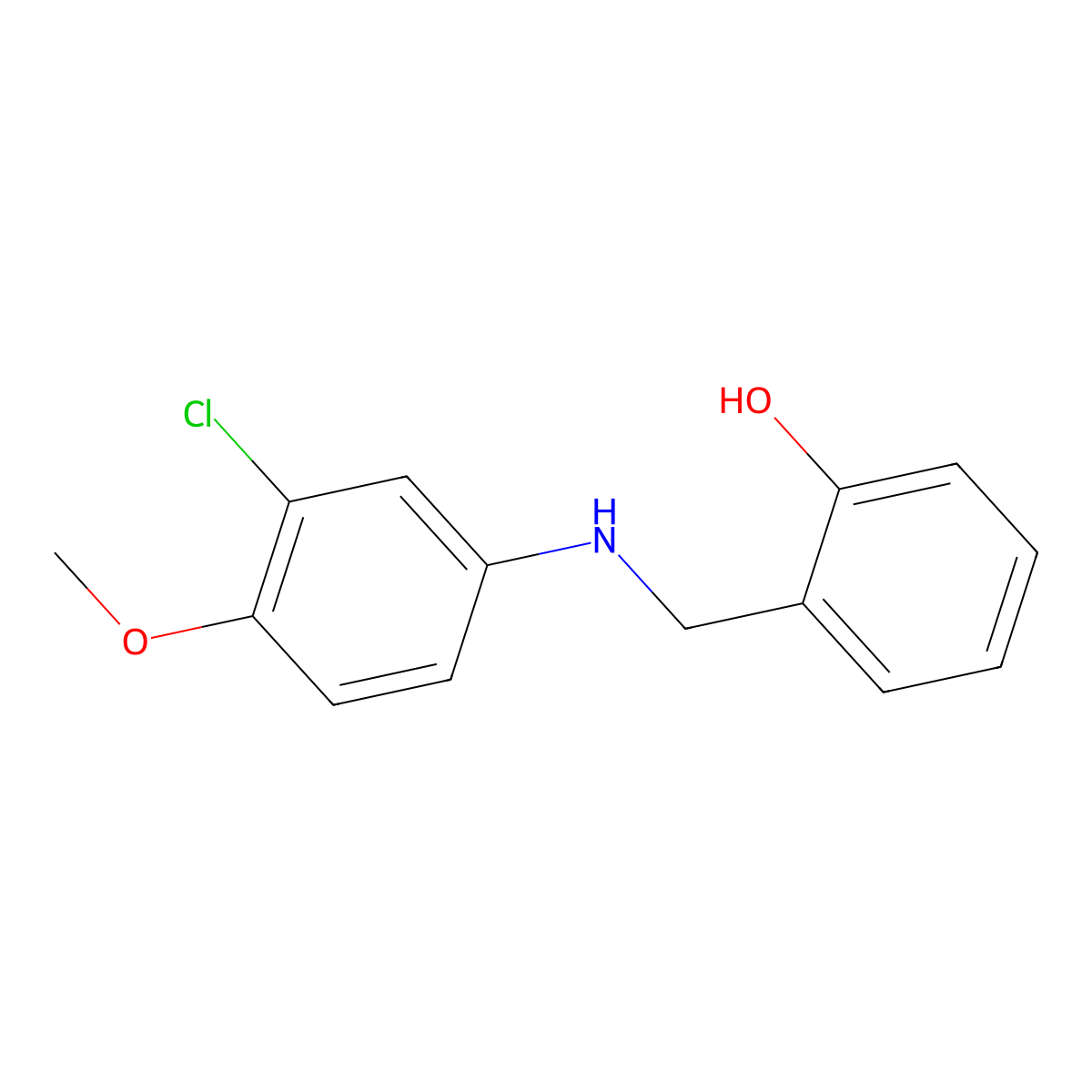 2-(((3-Chloro-4-methoxyphenyl)amino)methyl)phenol molecular structure, CAS 1019595-94-8