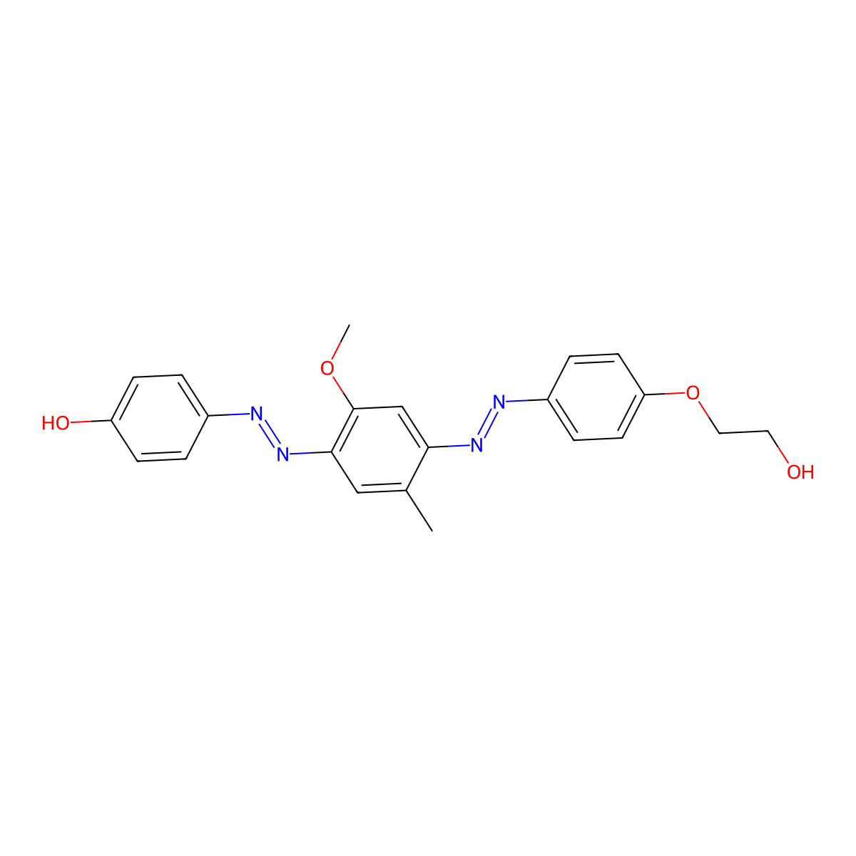 Phenol, 4-(2-(4-(2-(4-(2-hydroxyethoxy)phenyl)diazenyl)-2-methoxy-5-methylphenyl)diazenyl)- molecular structure, CAS 10196-13-1