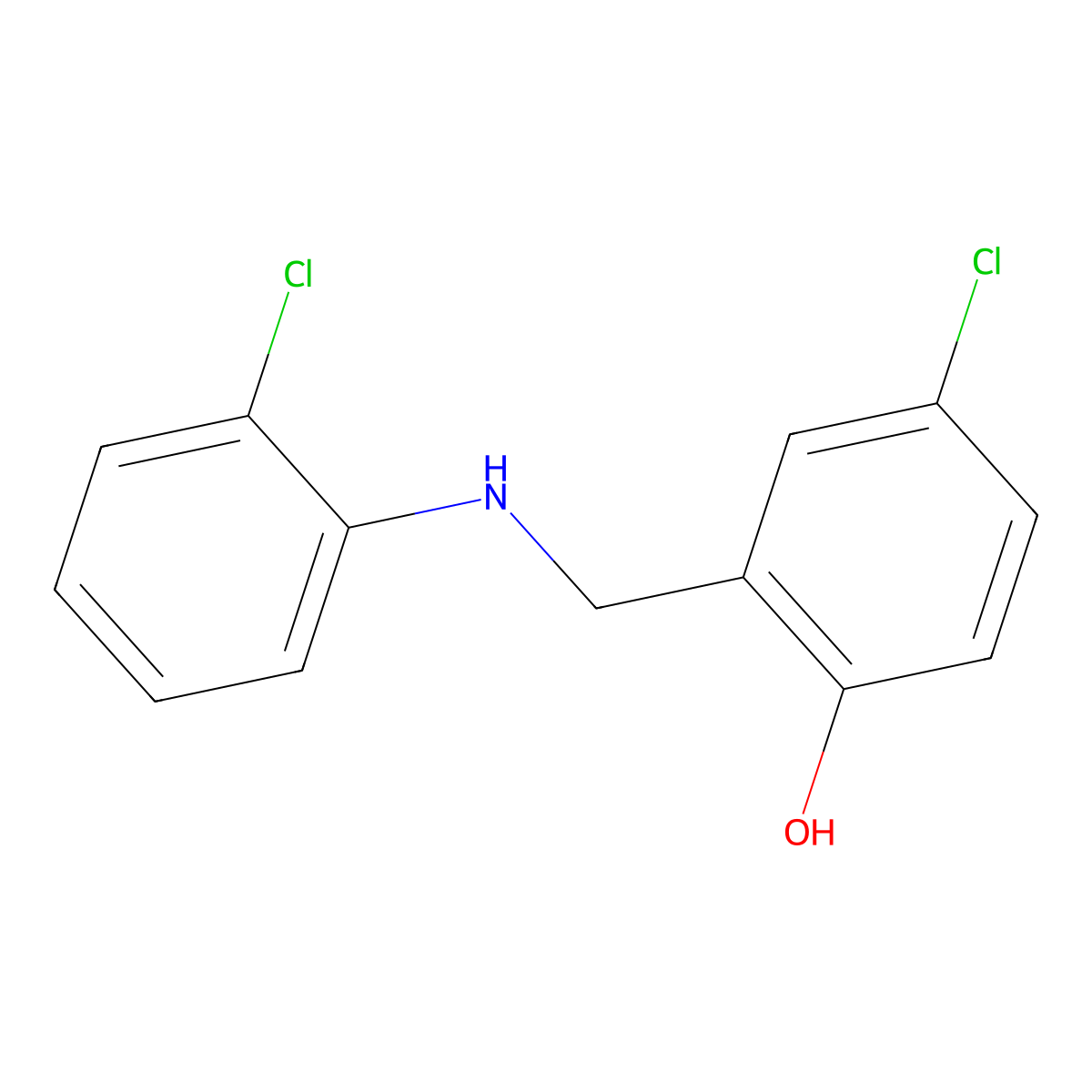 4-Chloro-2-{[(2-chlorophenyl)amino]methyl}phenol molecular structure, CAS 1019600-92-0