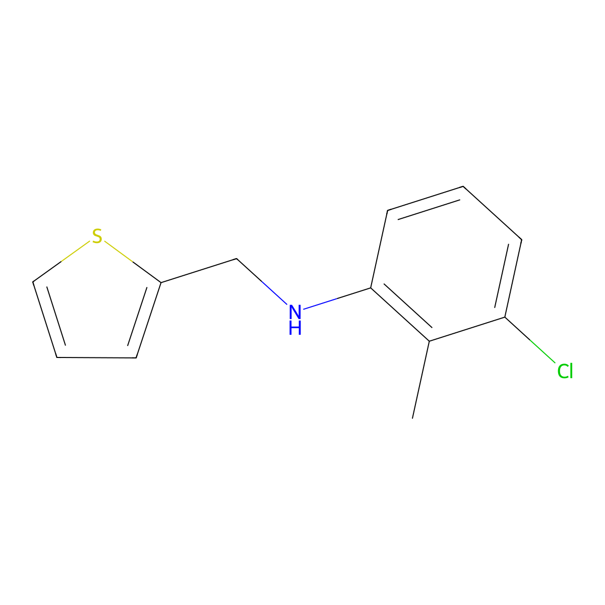 3-chloro-2-methyl-N-(thiophen-2-ylmethyl)aniline molecular structure, CAS 1019602-77-7