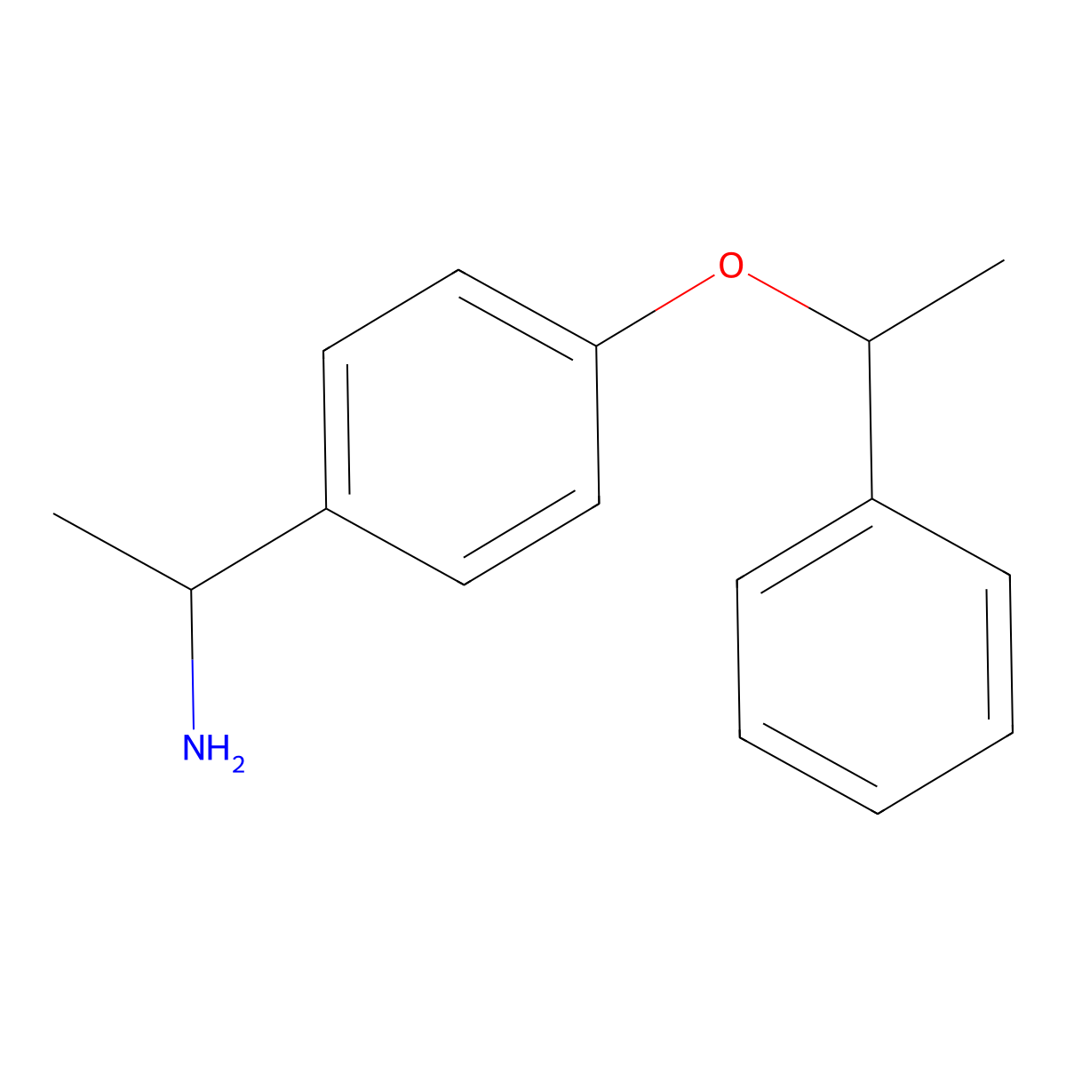 1-[4-(1-Phenylethoxy)phenyl]ethan-1-amine molecular structure, CAS 1019603-00-9