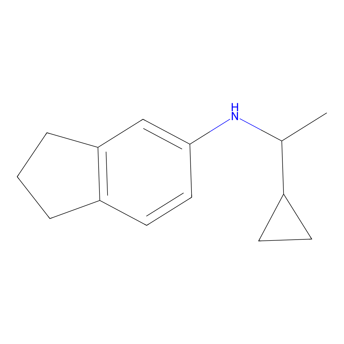N-(1-cyclopropylethyl)-2,3-dihydro-1H-inden-5-amine molecular structure, CAS 1019603-38-3