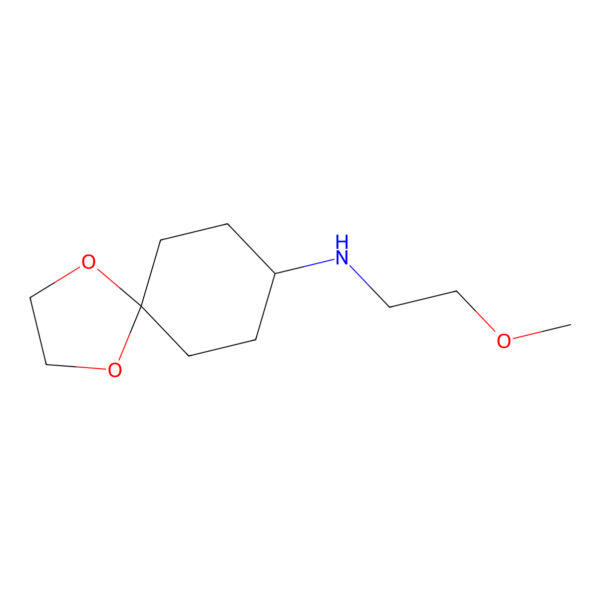N-(2-methoxyethyl)-1,4-dioxaspiro[4.5]decan-8-amine molecular structure, CAS 1019604-57-9