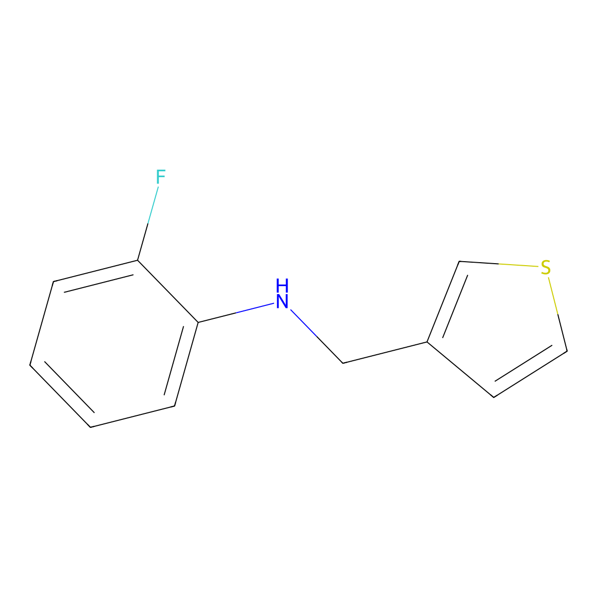 2-fluoro-N-(thiophen-3-ylmethyl)aniline molecular structure, CAS 1019604-91-1