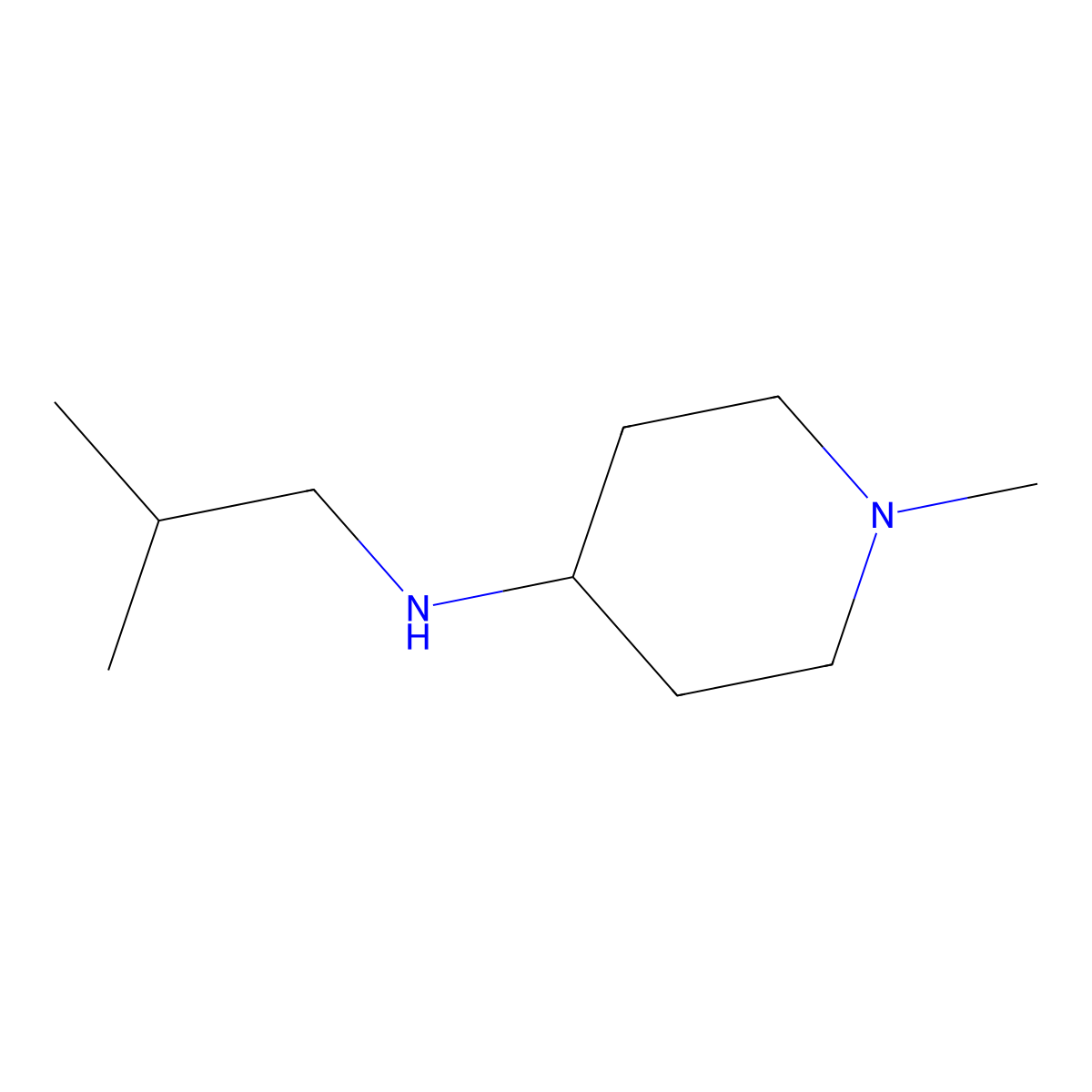 1-methyl-N-(2-methylpropyl)piperidin-4-amine molecular structure, CAS 1019606-19-9