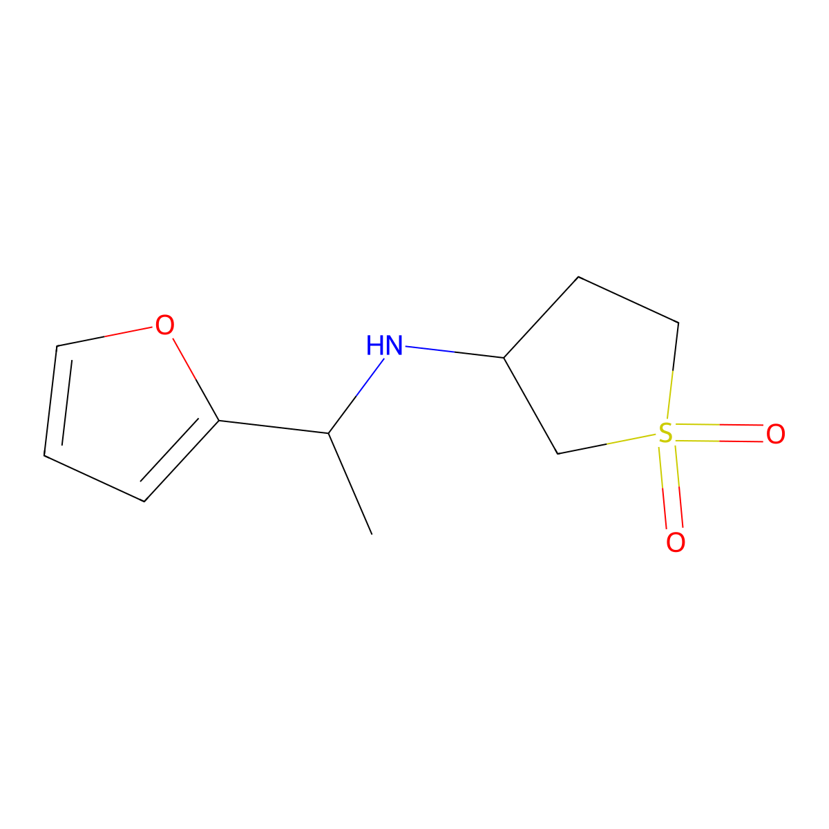 3-((1-(Furan-2-yl)ethyl)amino)tetrahydrothiophene 1,1-dioxide molecular structure, CAS 1019609-85-8