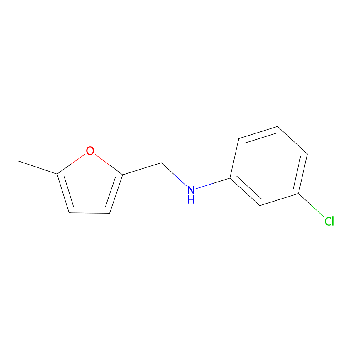 3-chloro-N-[(5-methylfuran-2-yl)methyl]aniline molecular structure, CAS 1019612-80-6