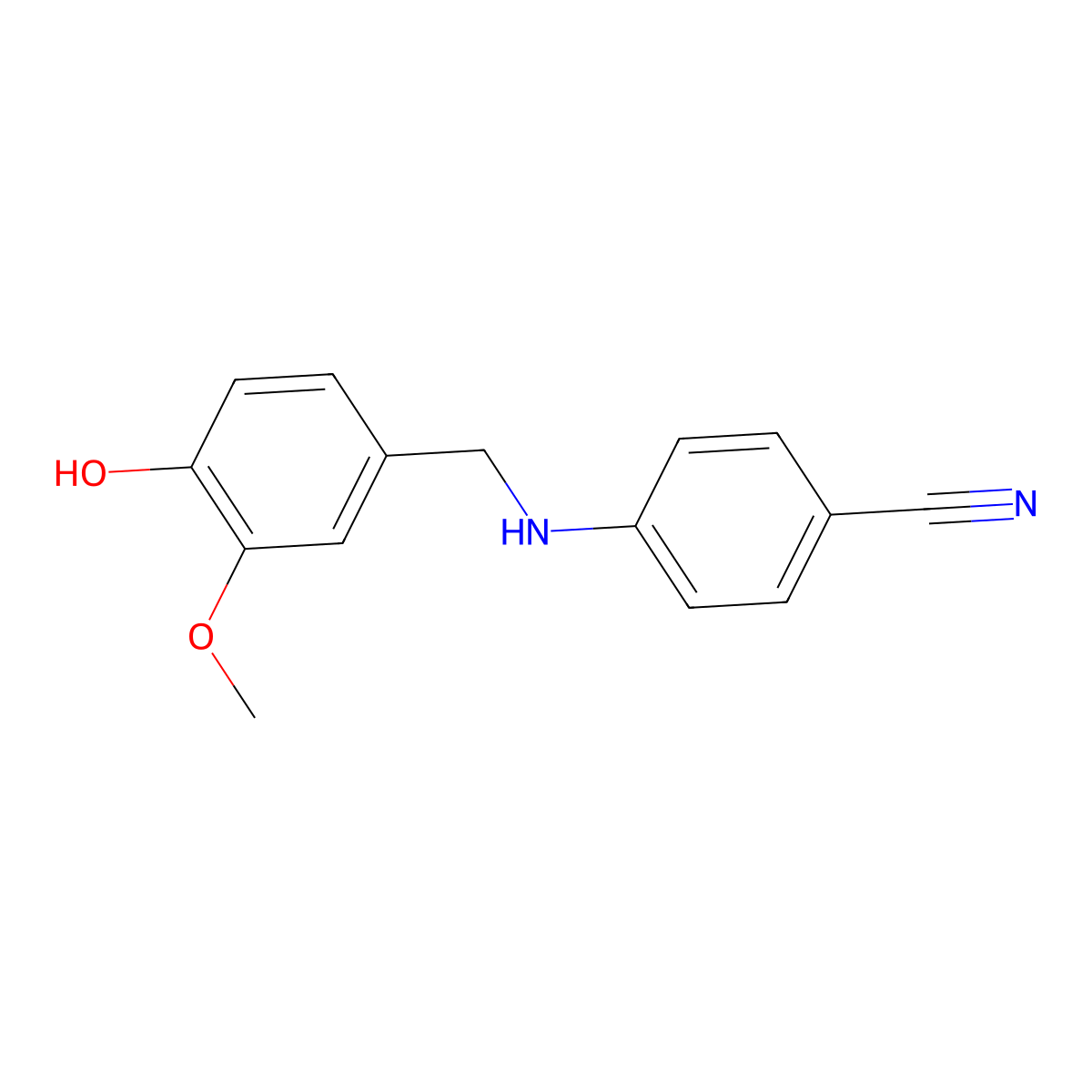 4-[[(4-Hydroxy-3-methoxyphenyl)methyl]amino]benzonitrile molecular structure, CAS 1019612-85-1