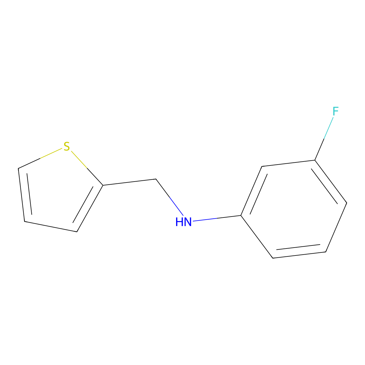 3-fluoro-N-(thiophen-2-ylmethyl)aniline molecular structure, CAS 1019613-26-3