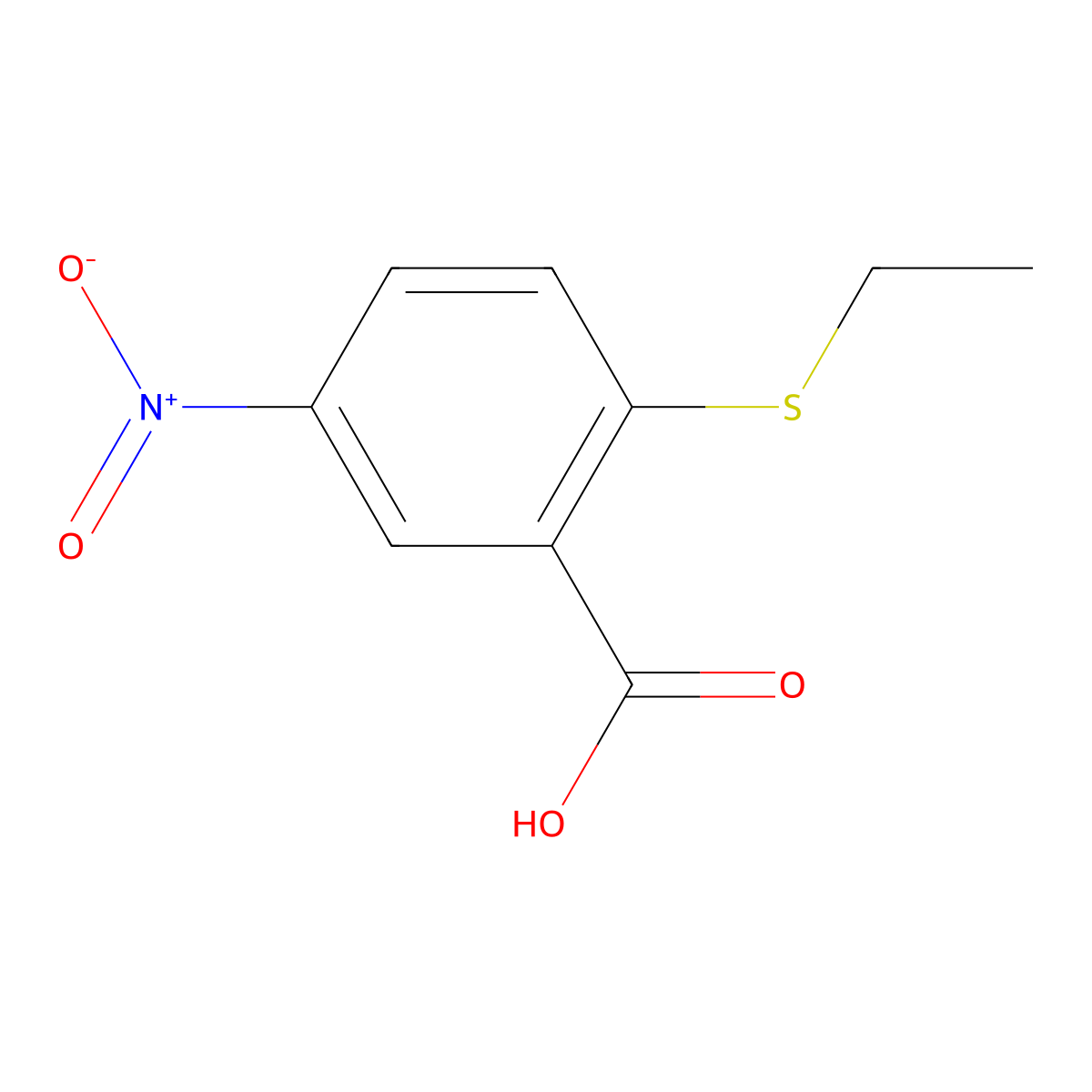2-(Ethylsulfanyl)-5-nitrobenzoic acid molecular structure, CAS 1019613-59-2