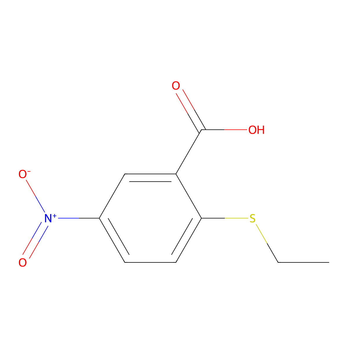2-(Ethylsulfanyl)-5-nitrobenzoic acid molecular structure, CAS 1019613-59-2