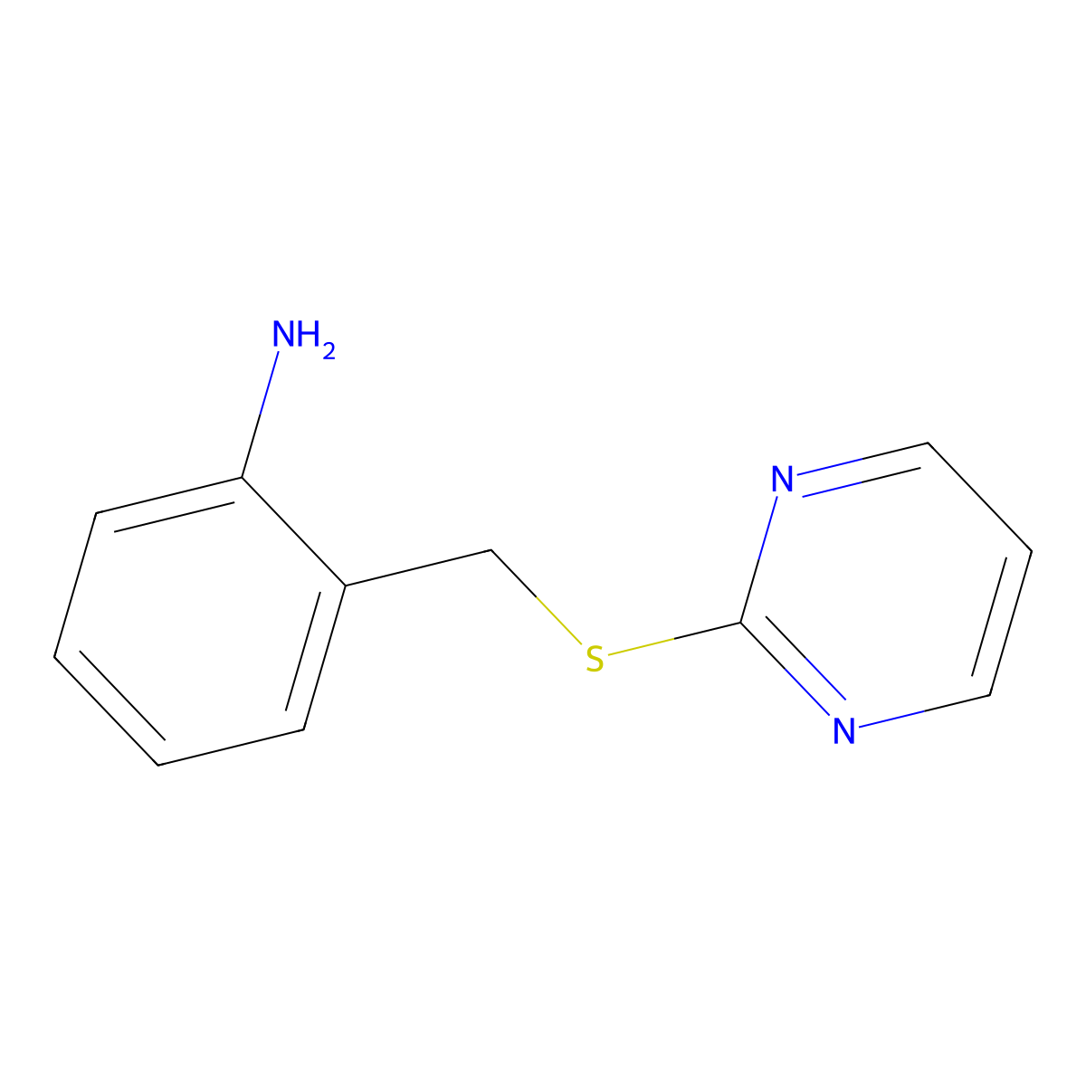 2-[(Pyrimidin-2-ylsulfanyl)methyl]aniline molecular structure, CAS 1019613-83-2