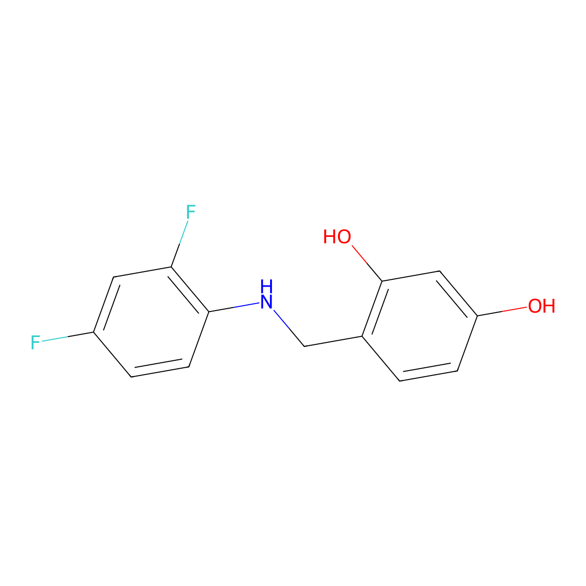 4-[(2,4-Difluoroanilino)methyl]benzene-1,3-diol molecular structure, CAS 1019613-84-3