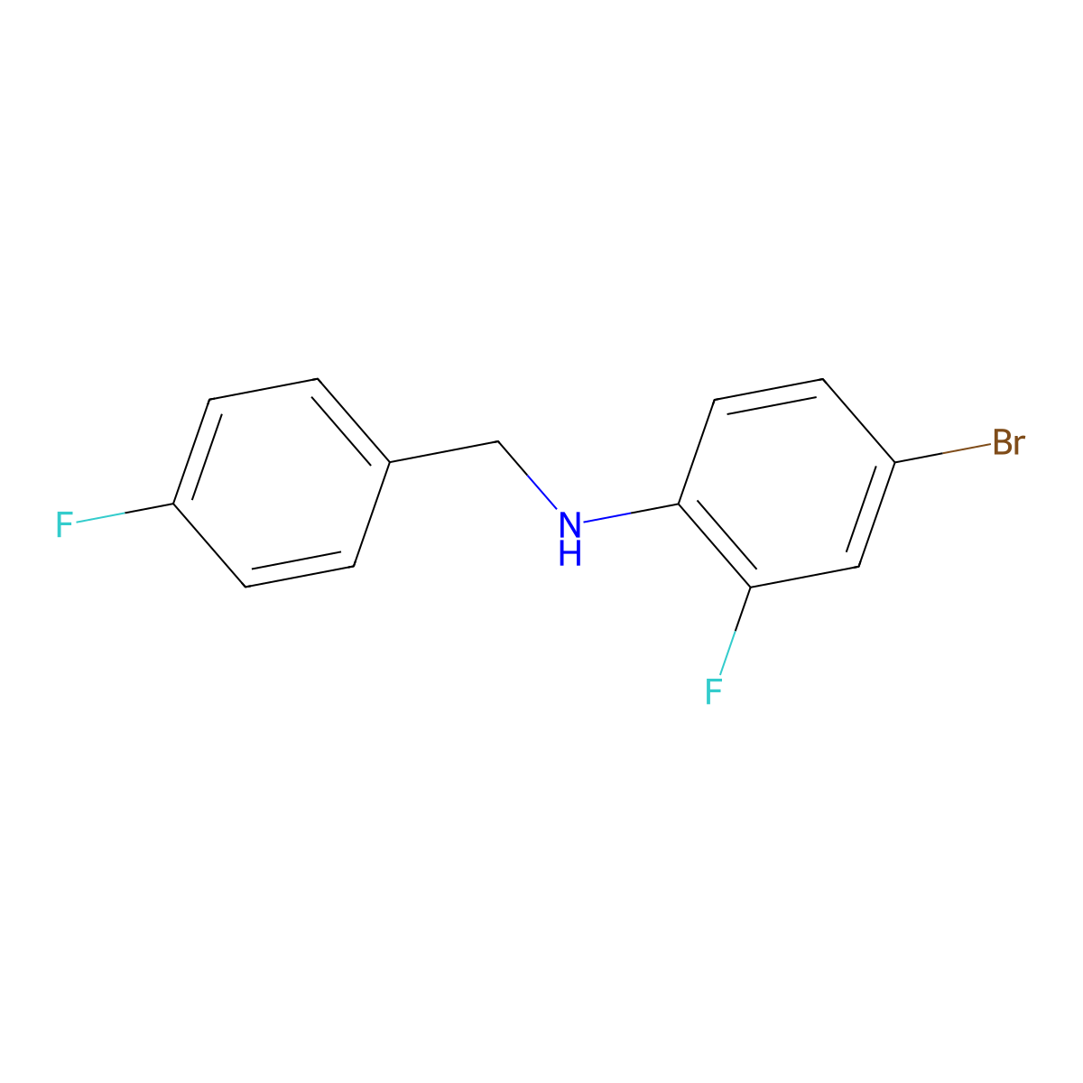 4-Bromo-2-fluoro-N-(4-fluorobenzyl)aniline molecular structure, CAS 1019614-02-8