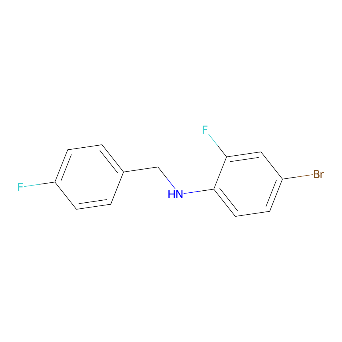 4-Bromo-2-fluoro-N-(4-fluorobenzyl)aniline molecular structure, CAS 1019614-02-8