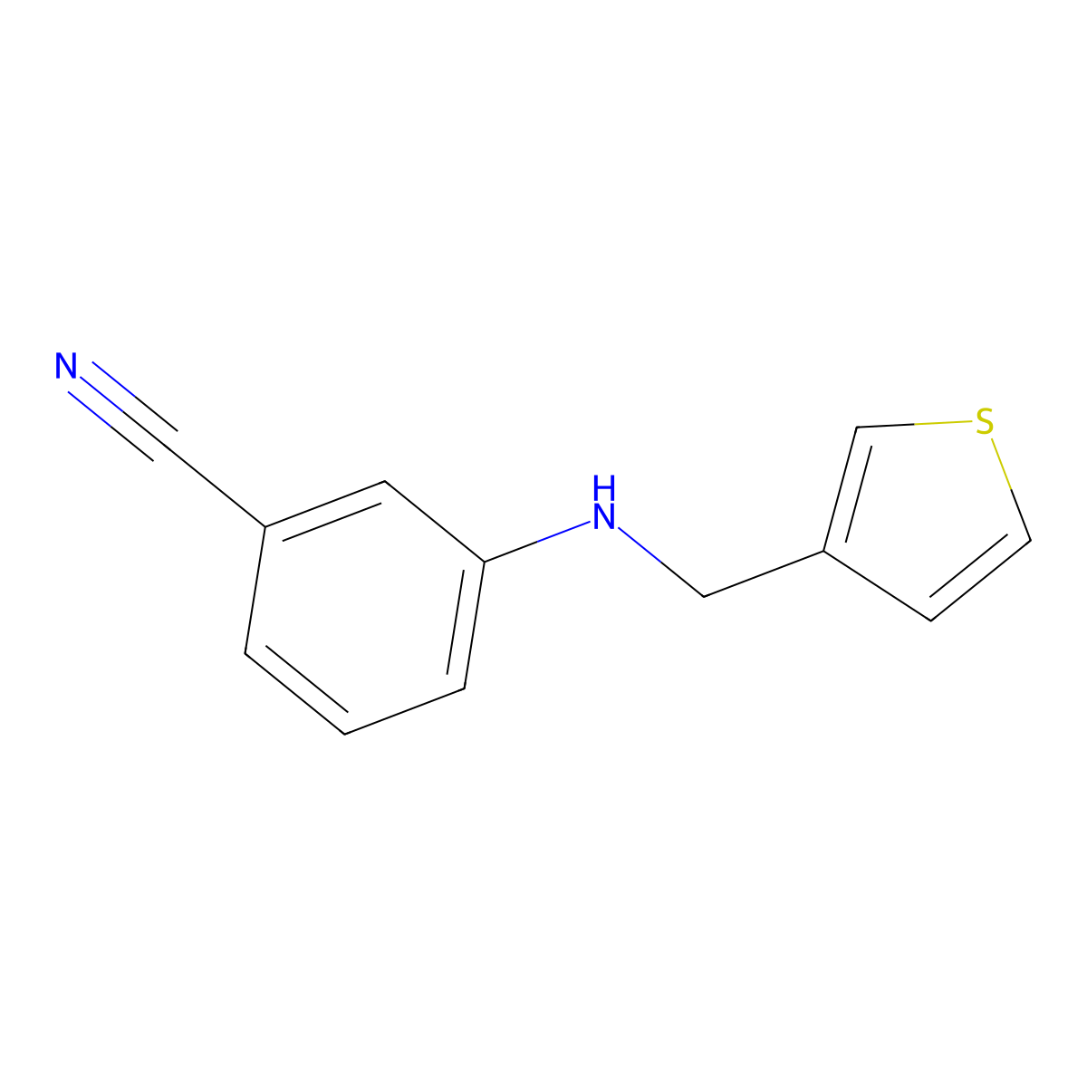 3-[(3-Thienylmethyl)amino]benzonitrile molecular structure, CAS 1019621-40-9