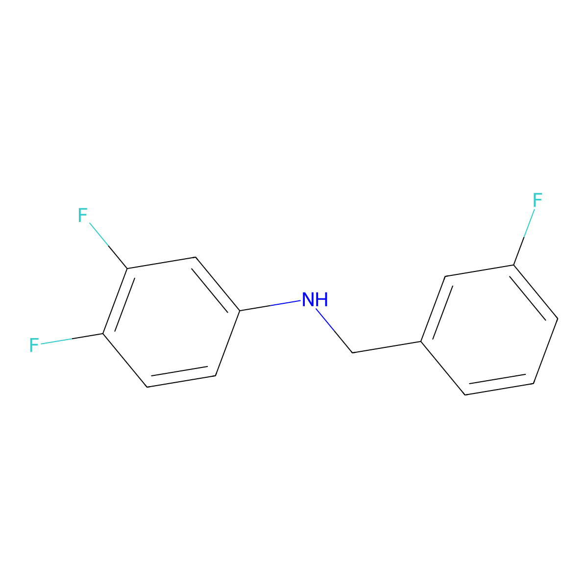 3,4-Difluoro-N-(3-fluorobenzyl)aniline molecular structure, CAS 1019621-50-1
