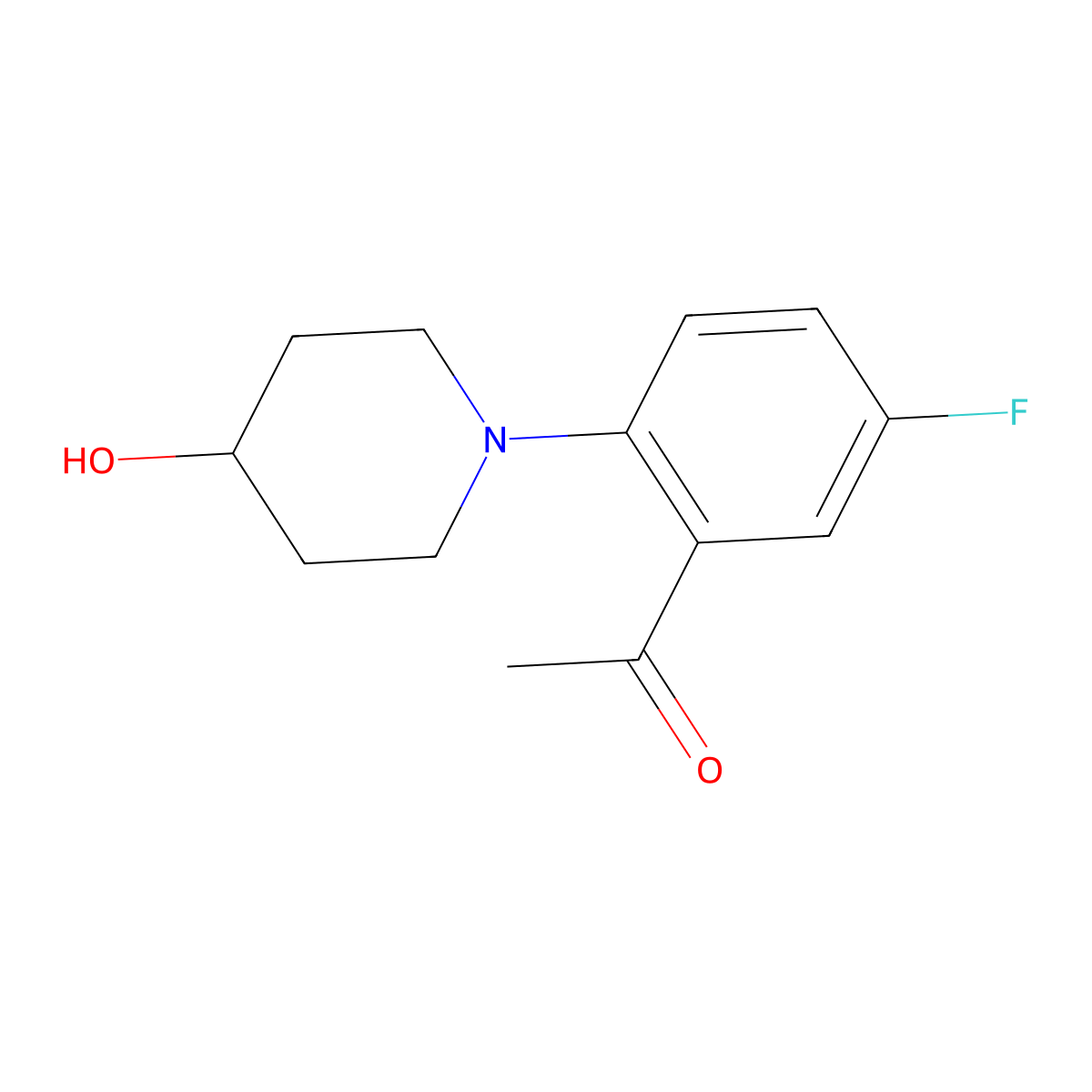 1-[5-Fluoro-2-(4-hydroxypiperidin-1-yl)phenyl]ethan-1-one molecular structure, CAS 1019621-94-3