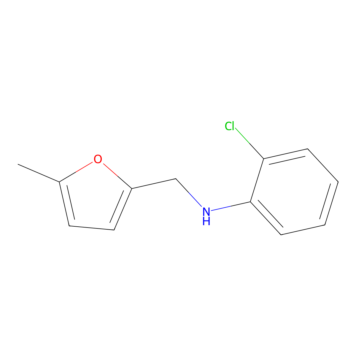 2-chloro-N-[(5-methylfuran-2-yl)methyl]aniline molecular structure, CAS 1019624-11-3