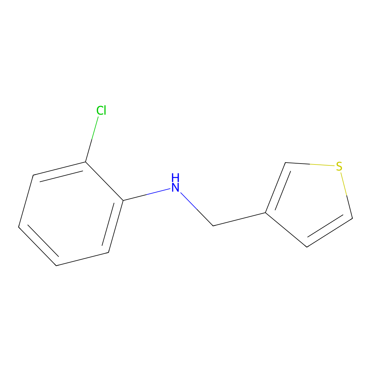 2-chloro-N-(thiophen-3-ylmethyl)aniline molecular structure, CAS 1019624-14-6