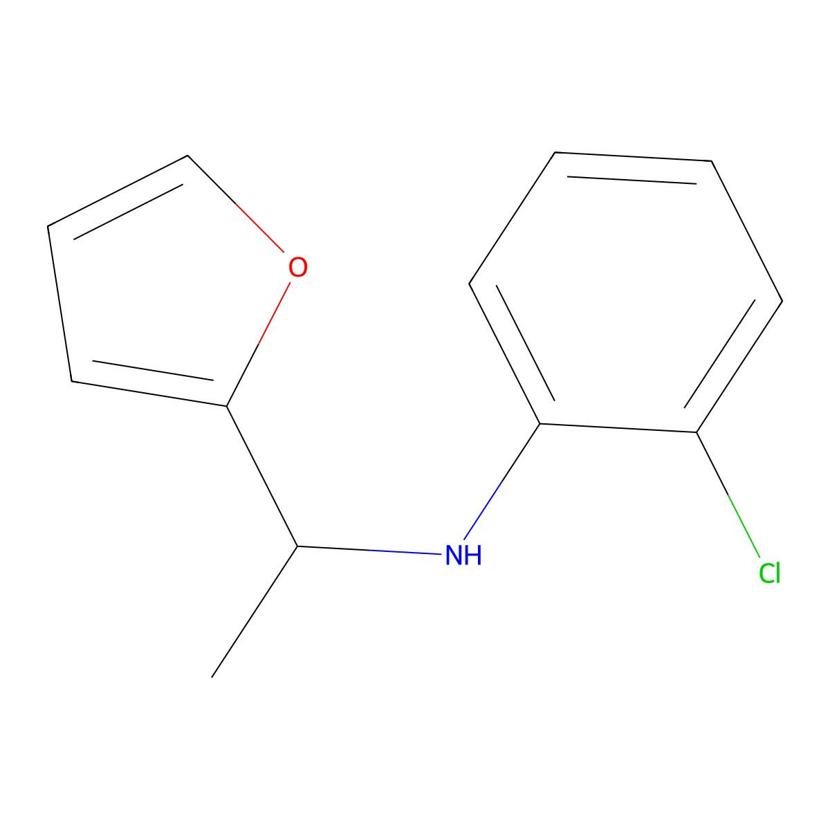 2-chloro-N-[1-(furan-2-yl)ethyl]aniline molecular structure, CAS 1019624-23-7