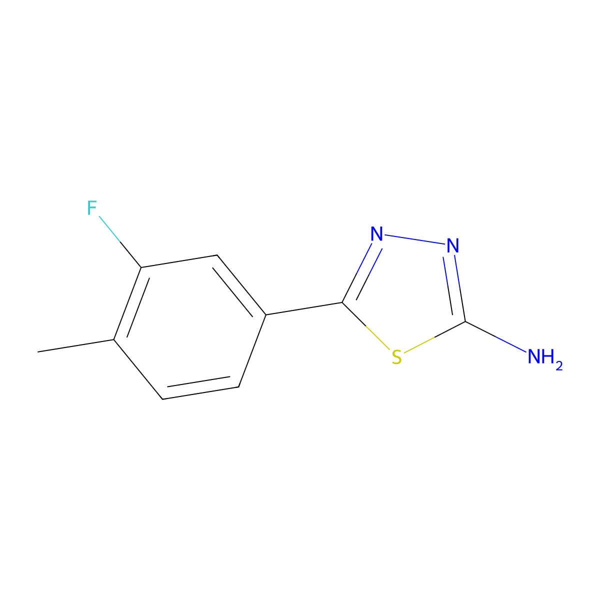 5-(3-Fluoro-4-methylphenyl)-1,3,4-thiadiazol-2-amine molecular structure, CAS 1019624-50-0