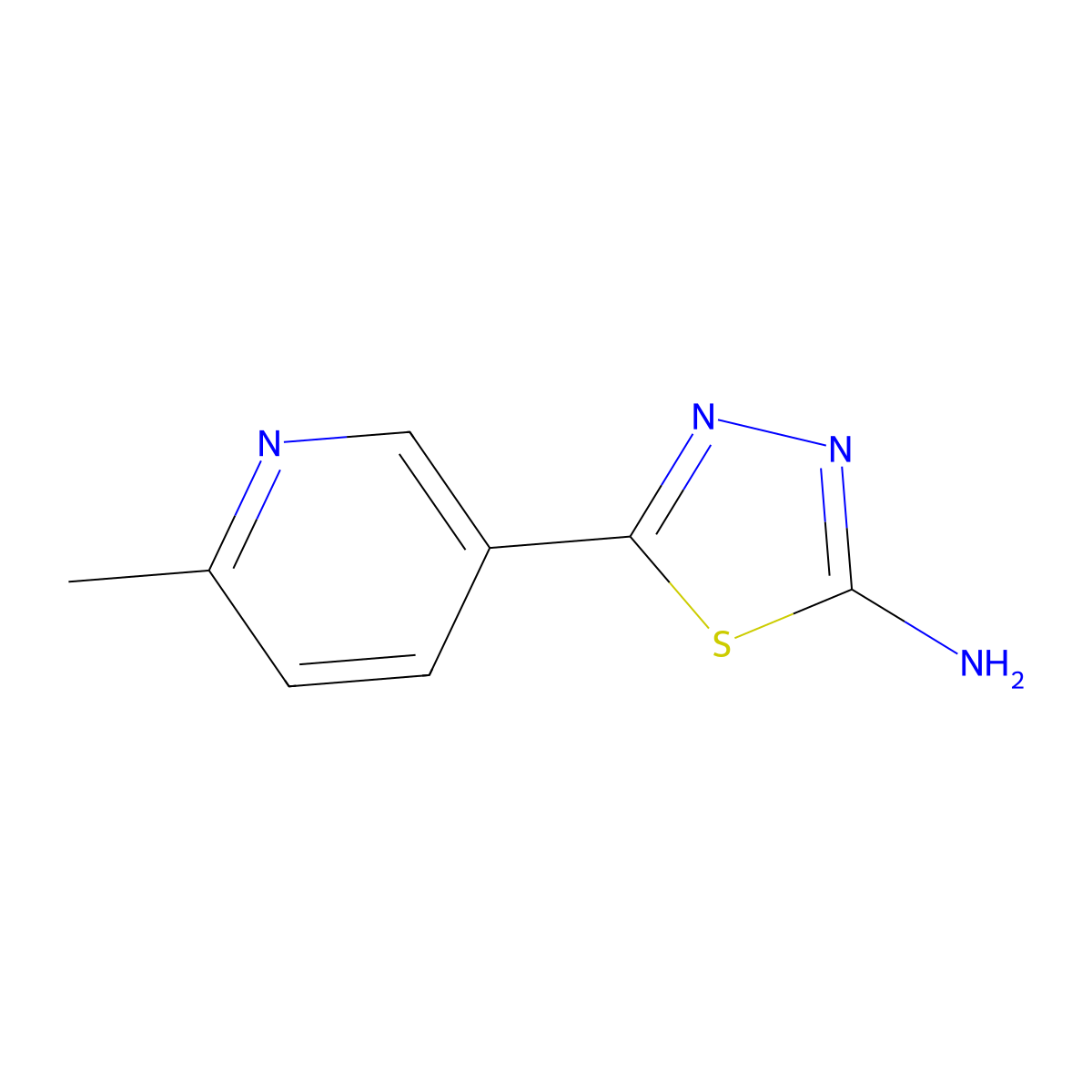 2-Amino-5-(6-methyl-3-pyridyl)-1,3,4-thiadiazole molecular structure, CAS 1019624-59-9
