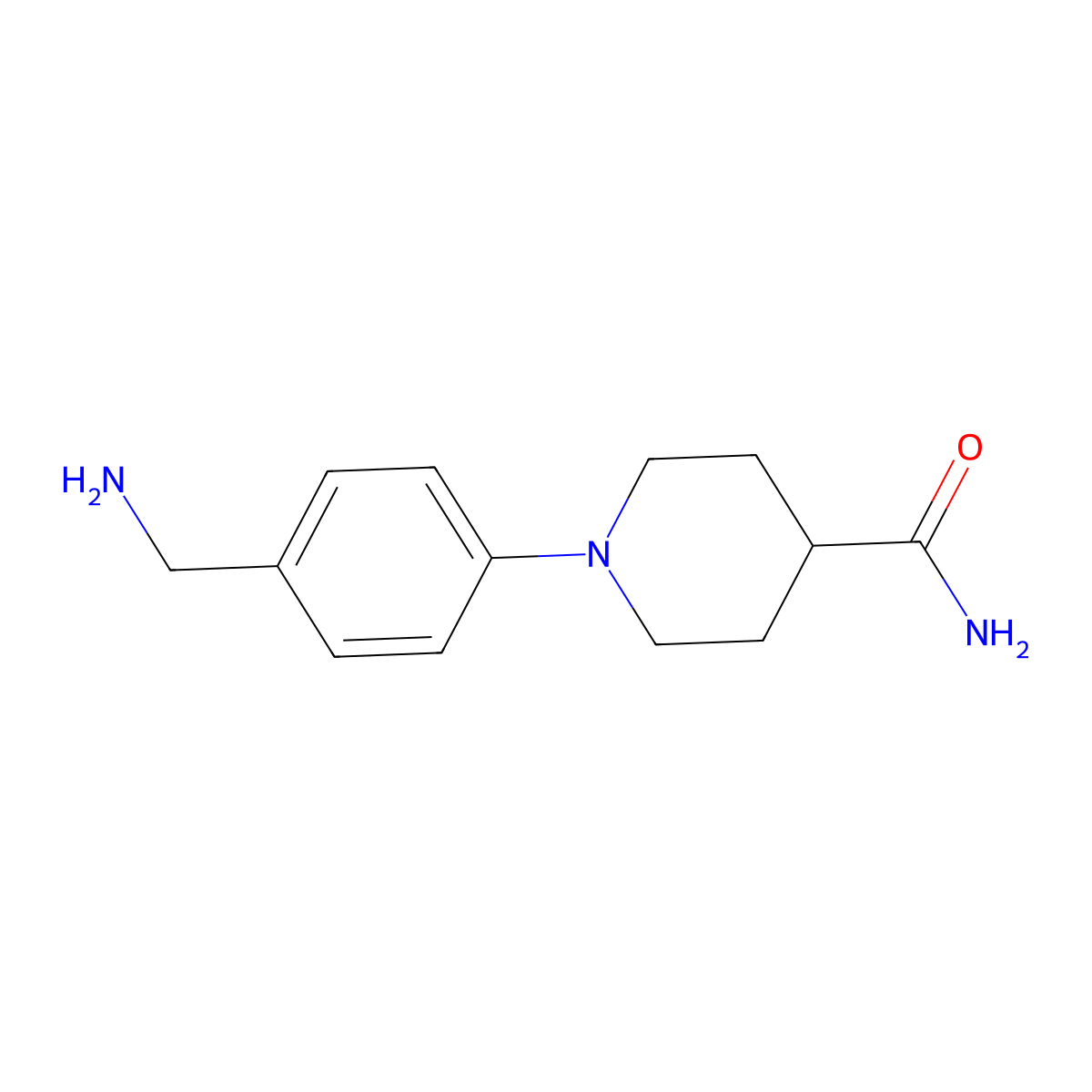 1-[4-(Aminomethyl)phenyl]piperidine-4-carboxamide molecular structure, CAS 1019625-55-8