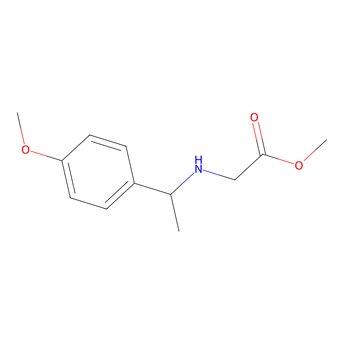 Methyl 2-{[1-(4-methoxyphenyl)ethyl]amino}acetate molecular structure, CAS 1019627-81-6