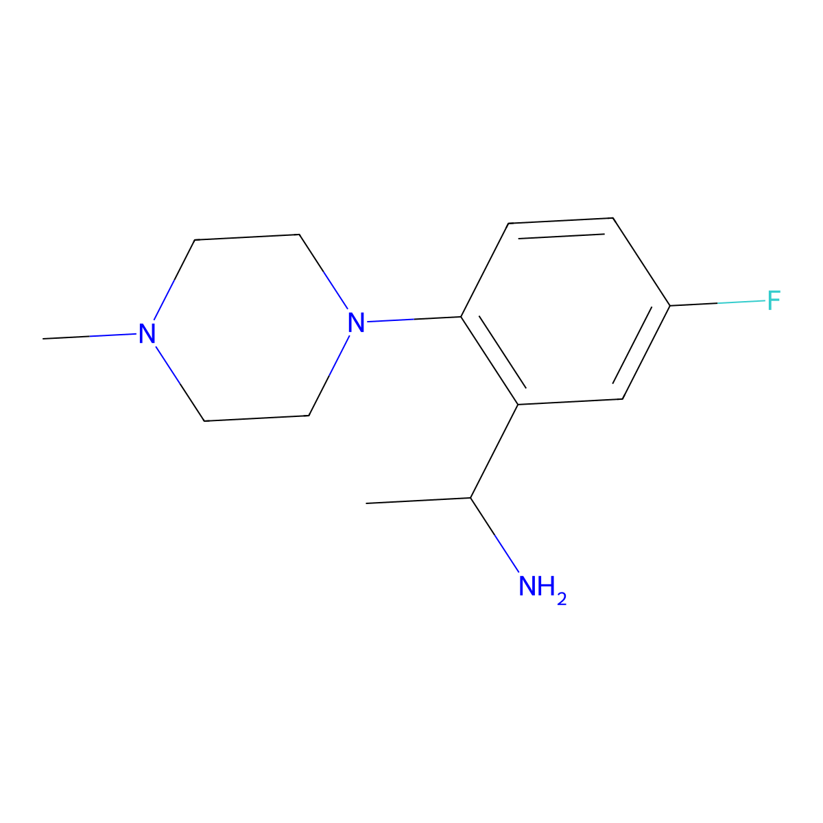 1-[5-Fluoro-2-(4-methylpiperazin-1-yl)phenyl]ethan-1-amine molecular structure, CAS 1019628-04-6