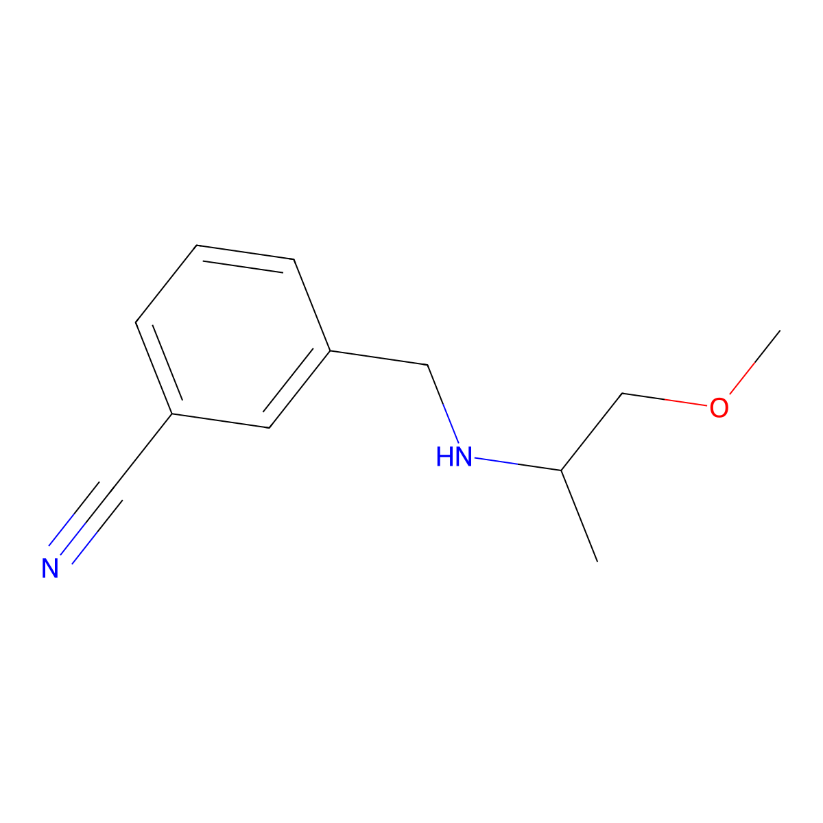 3-{[(1-Methoxypropan-2-YL)amino]methyl}benzonitrile molecular structure, CAS 1019628-55-7