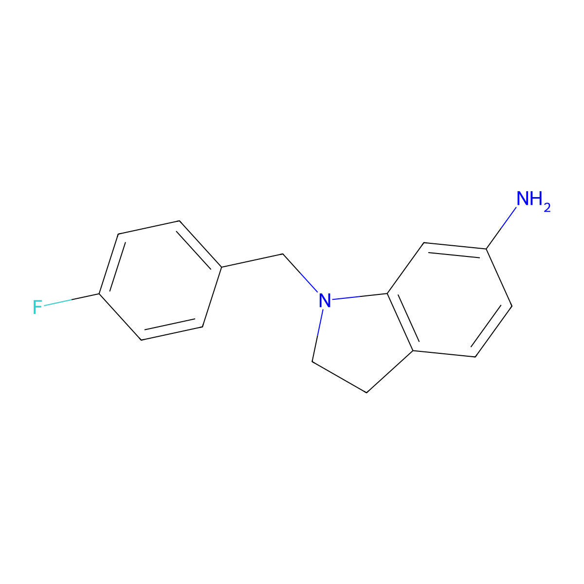 1-[(4-fluorophenyl)methyl]-2,3-dihydro-1H-indol-6-amine molecular structure, CAS 1019630-09-1