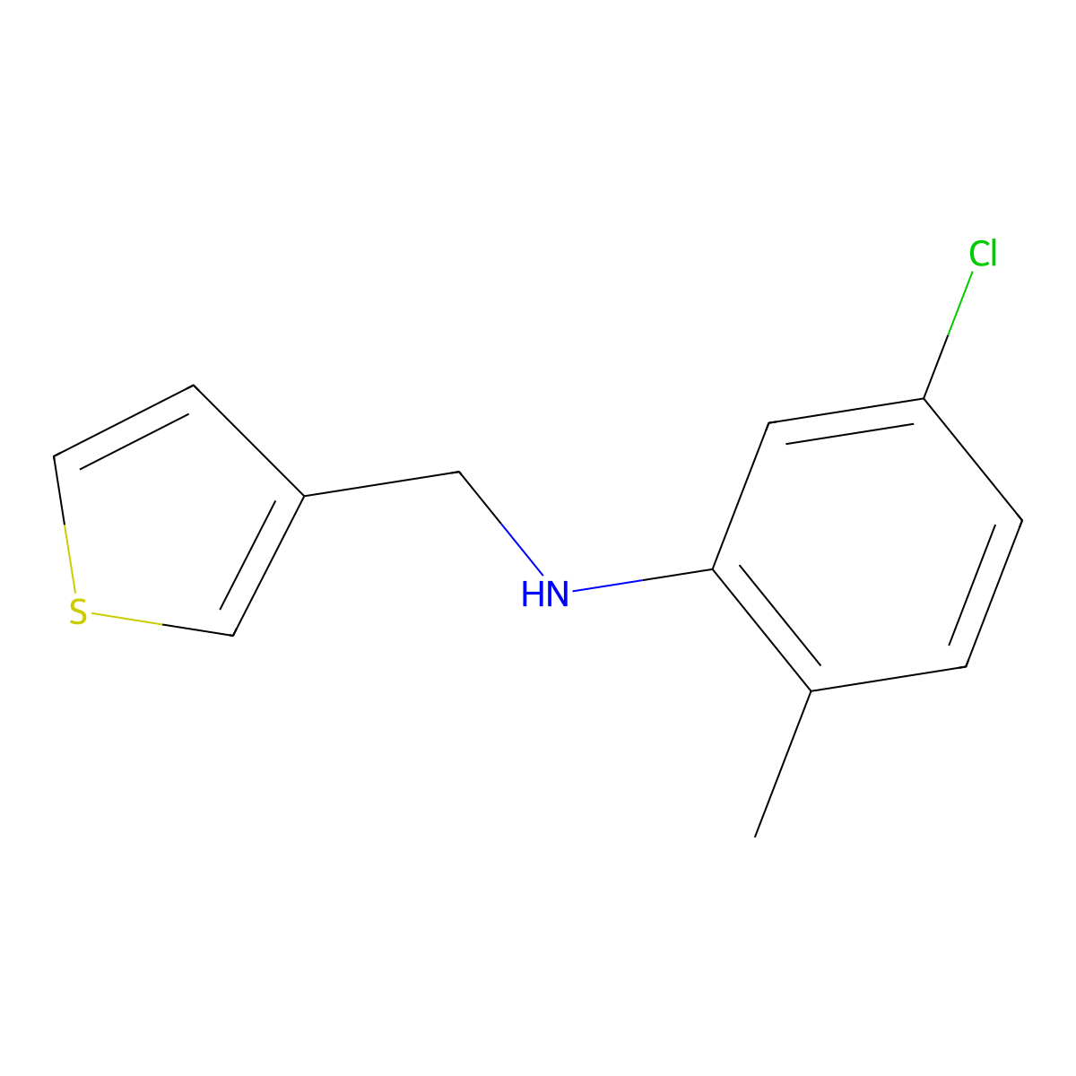 5-chloro-2-methyl-N-(thiophen-3-ylmethyl)aniline molecular structure, CAS 1019631-23-2