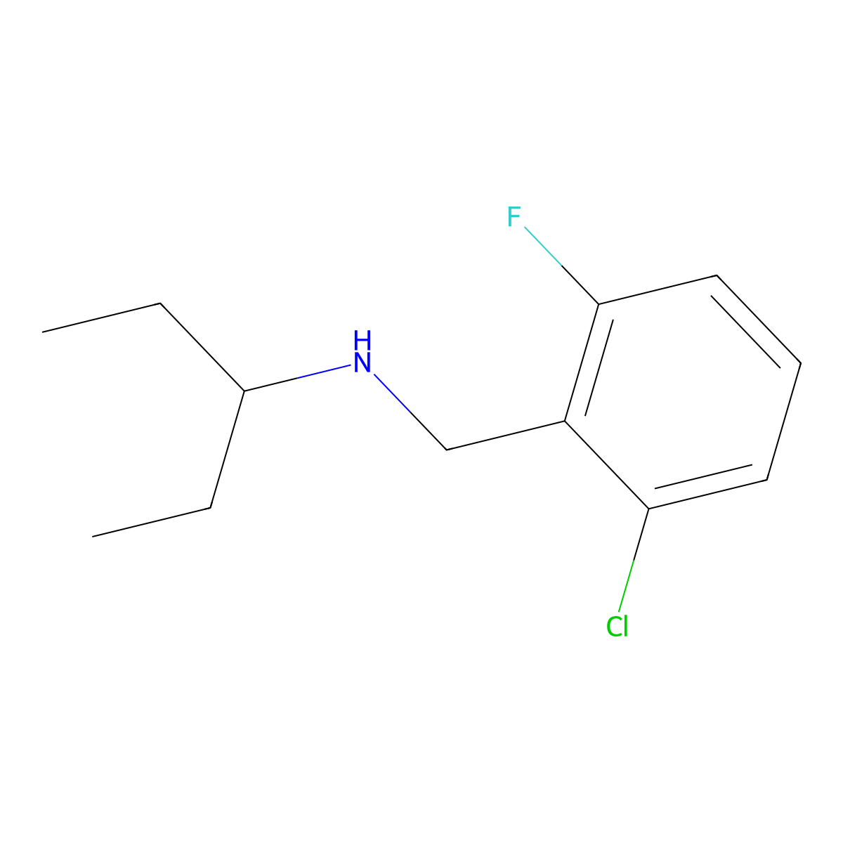 [(2-Chloro-6-fluorophenyl)methyl](pentan-3-YL)amine molecular structure, CAS 1019631-63-0