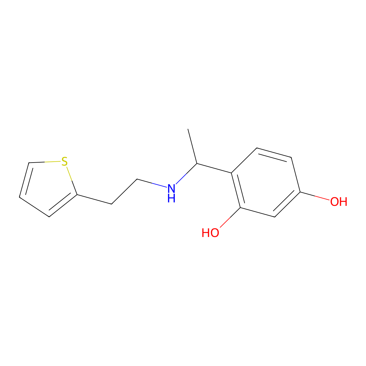 4-[1-[[2-(2-Thienyl)ethyl]amino]ethyl]-1,3-benzenediol molecular structure, CAS 1019632-13-3