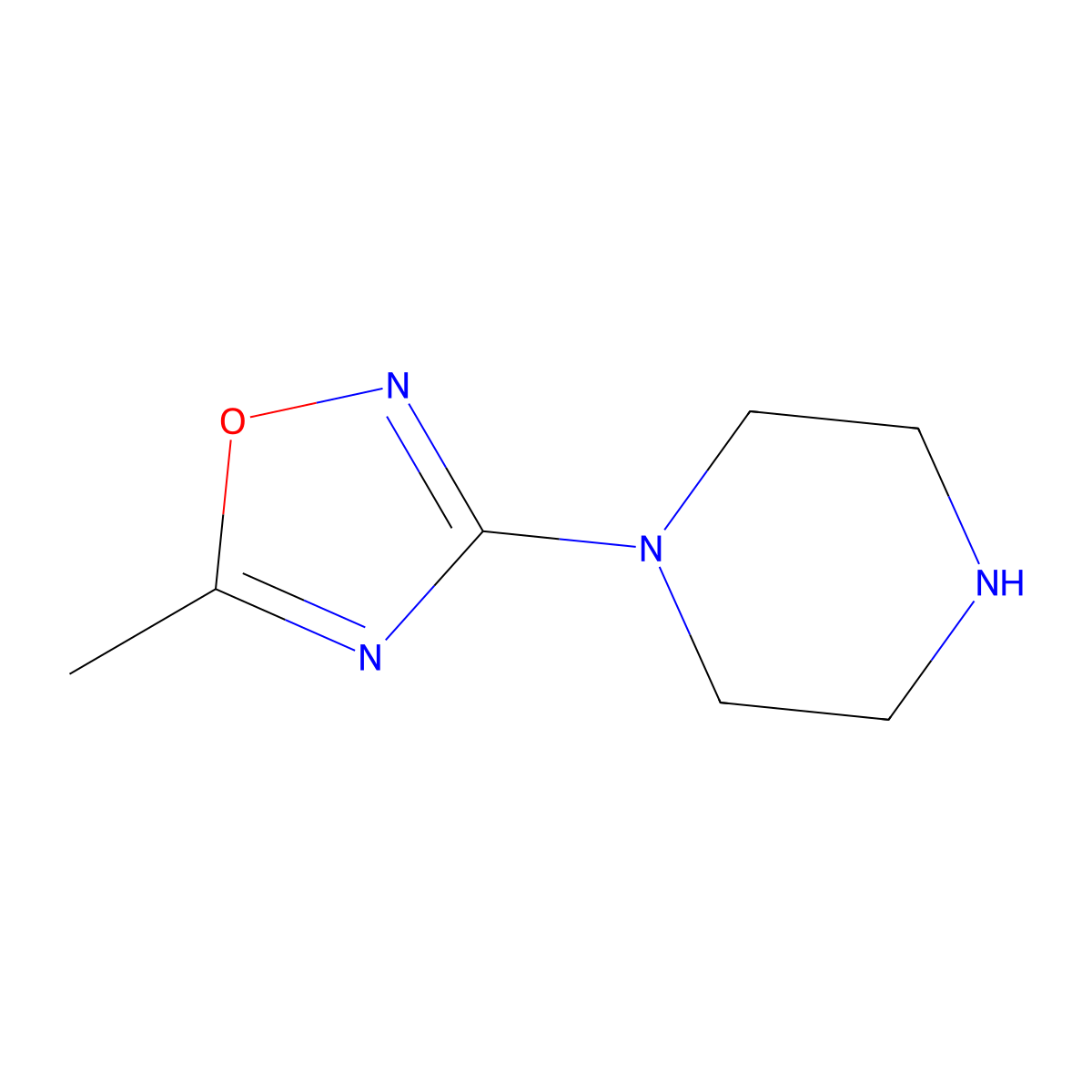 1-(5-Methyl-1,2,4-oxadiazol-3-yl)piperazine molecular structure, CAS 1019637-82-1