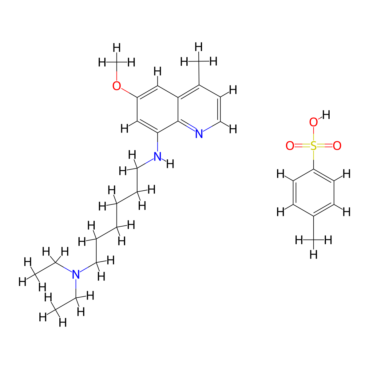 N,N-diethyl-N'-[4-methyl-6-(methyloxy)-8-quinolinyl]-1,6-hexanediamine 4-methylbenzenesulfonate molecular structure, CAS 1019640-33-5