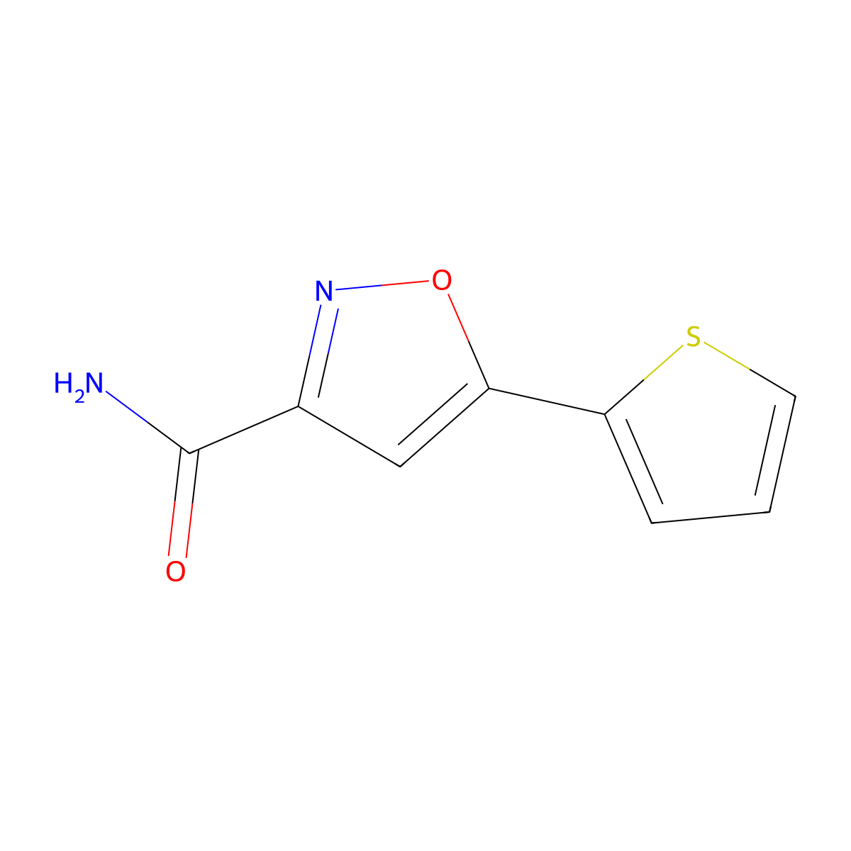 5-(Thiophen-2-yl)-1,2-oxazole-3-carboxamide molecular structure, CAS 1019656-18-8