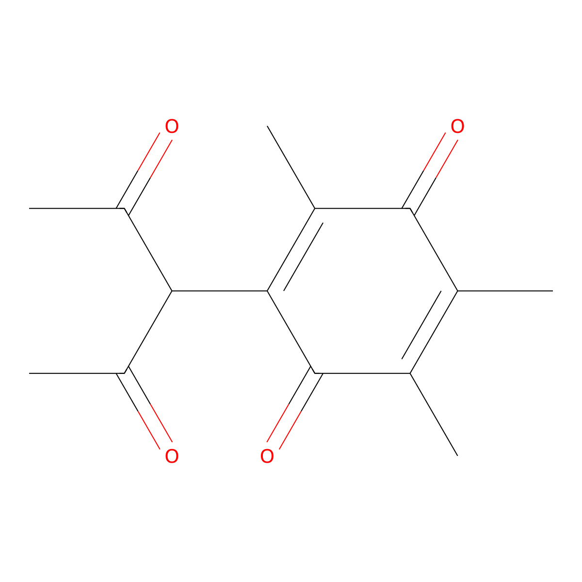 2,5-Cyclohexadiene-1,4-dione, 2-(1-acetyl-2-oxopropyl)-3,5,6-trimethyl- molecular structure, CAS 101969-84-0