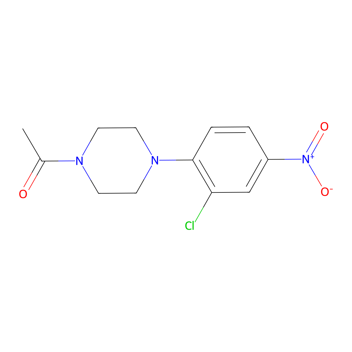 1-Acetyl-4-(2-chloro-4-nitrophenyl)piperazine molecular structure, CAS 101970-40-5