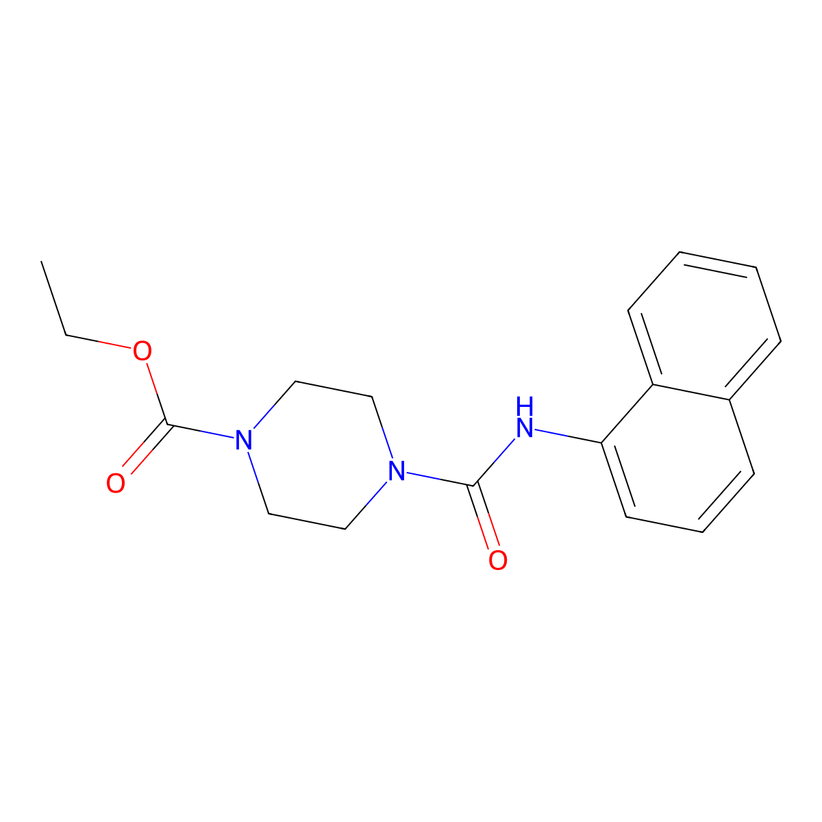 1-Piperazinecarboxylic acid, 4-(1-naphthylcarbamoyl)-, ethyl ester molecular structure, CAS 101976-06-1