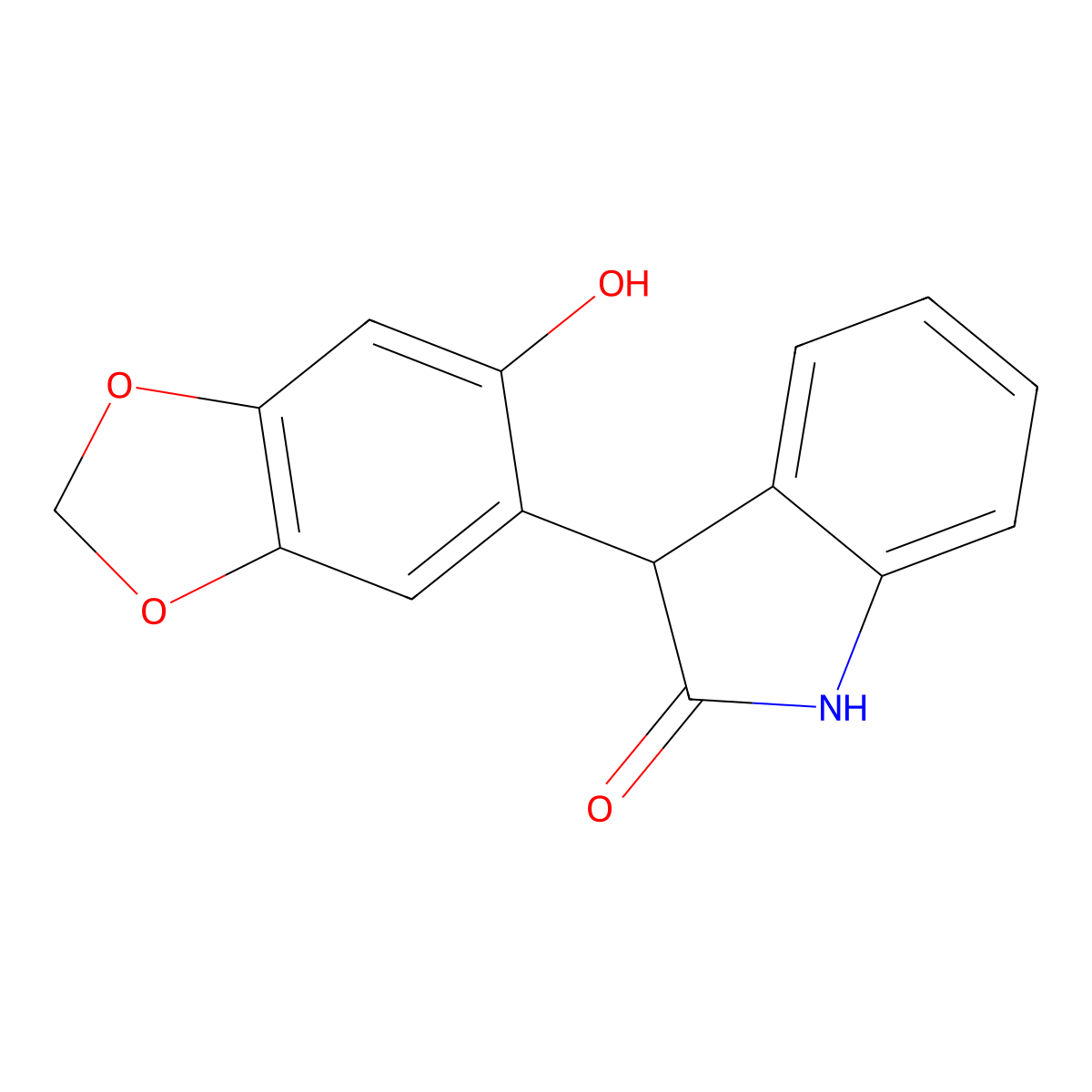 3-(6-Hydroxy-2H-1,3-benzodioxol-5-YL)-1,3-dihydroindol-2-one molecular structure, CAS 1019771-90-4