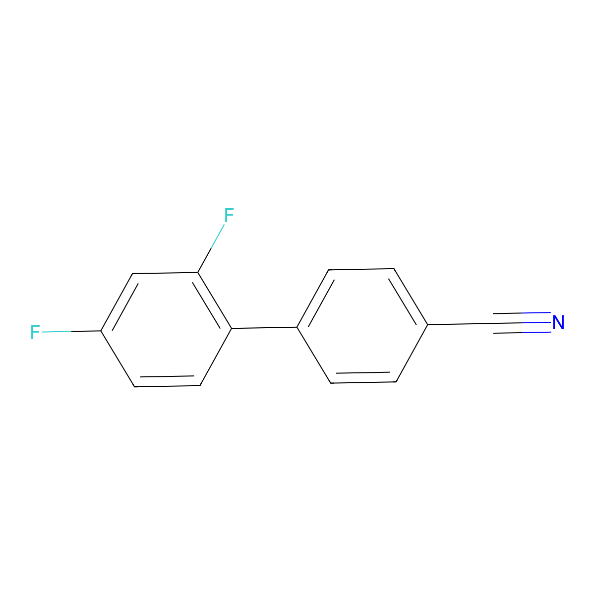 2',4'-Difluoro[1,1'-biphenyl]-4-carbonitrile molecular structure, CAS 1019777-23-1