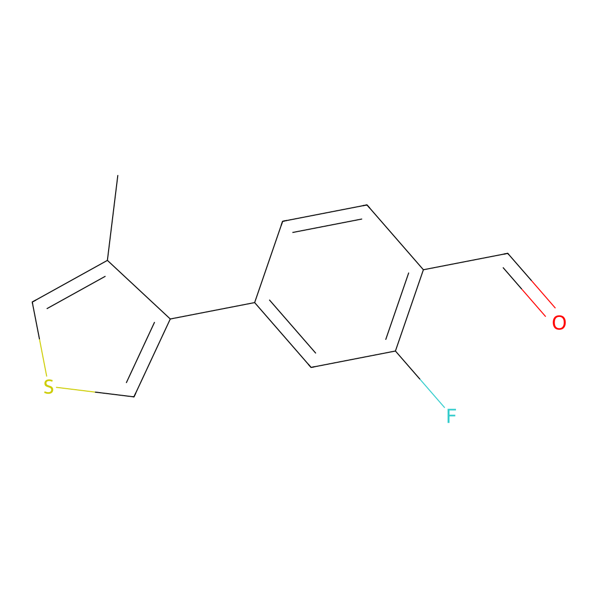 2-Fluoro-4-(4-methylthiophen-3-yl)benzaldehyde molecular structure, CAS 1019780-53-0