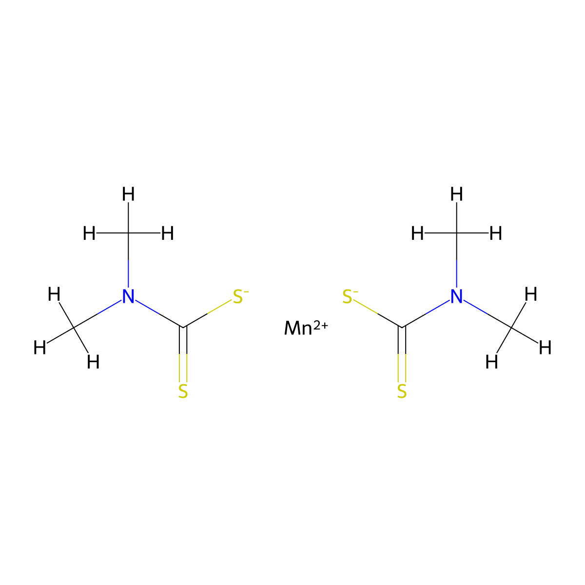 Manganese dimethyldithiocarbamate molecular structure, CAS 10198-45-5