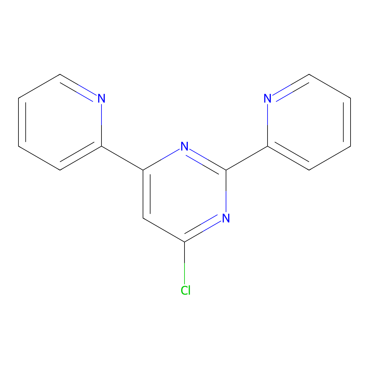 4-Chloro-2,6-di(2-pyridinyl)pyrimidine molecular structure, CAS 10198-68-2