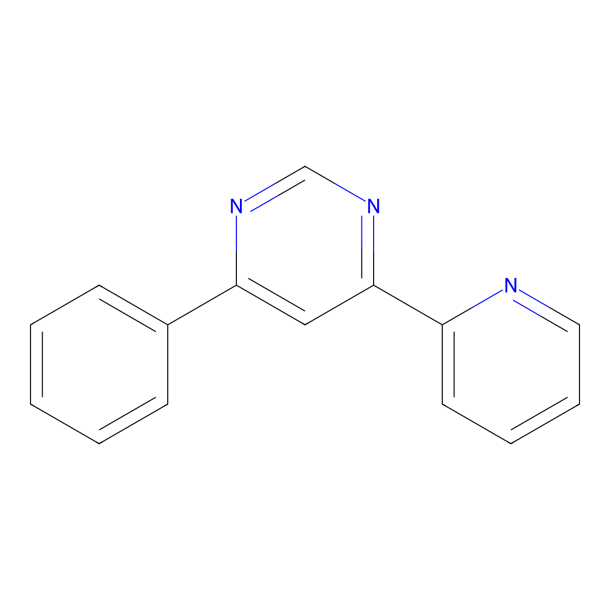 4-Phenyl-6-(2-pyridinyl)pyrimidine molecular structure, CAS 10198-90-0
