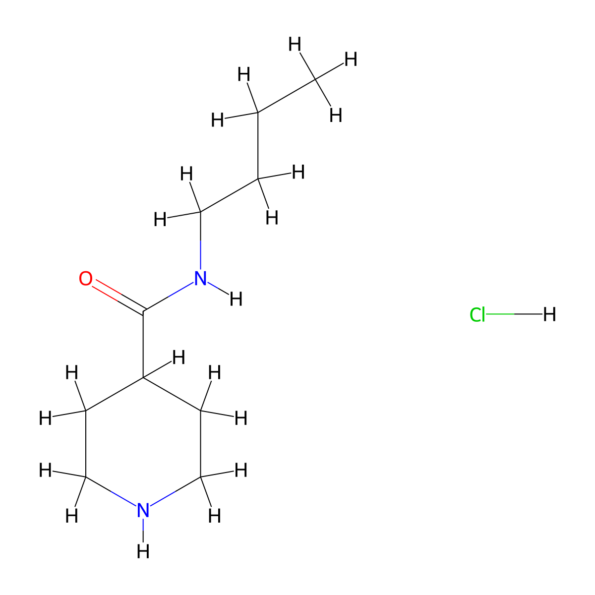 N-butylpiperidine-4-carboxamide hydrochloride molecular structure, CAS 1019851-94-5